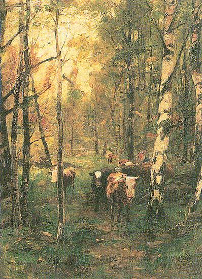 Victor Westerholm Cows in a birchwood oil painting picture
